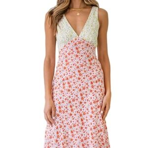 V-neck Flowy Floral Spring Maxi Dress